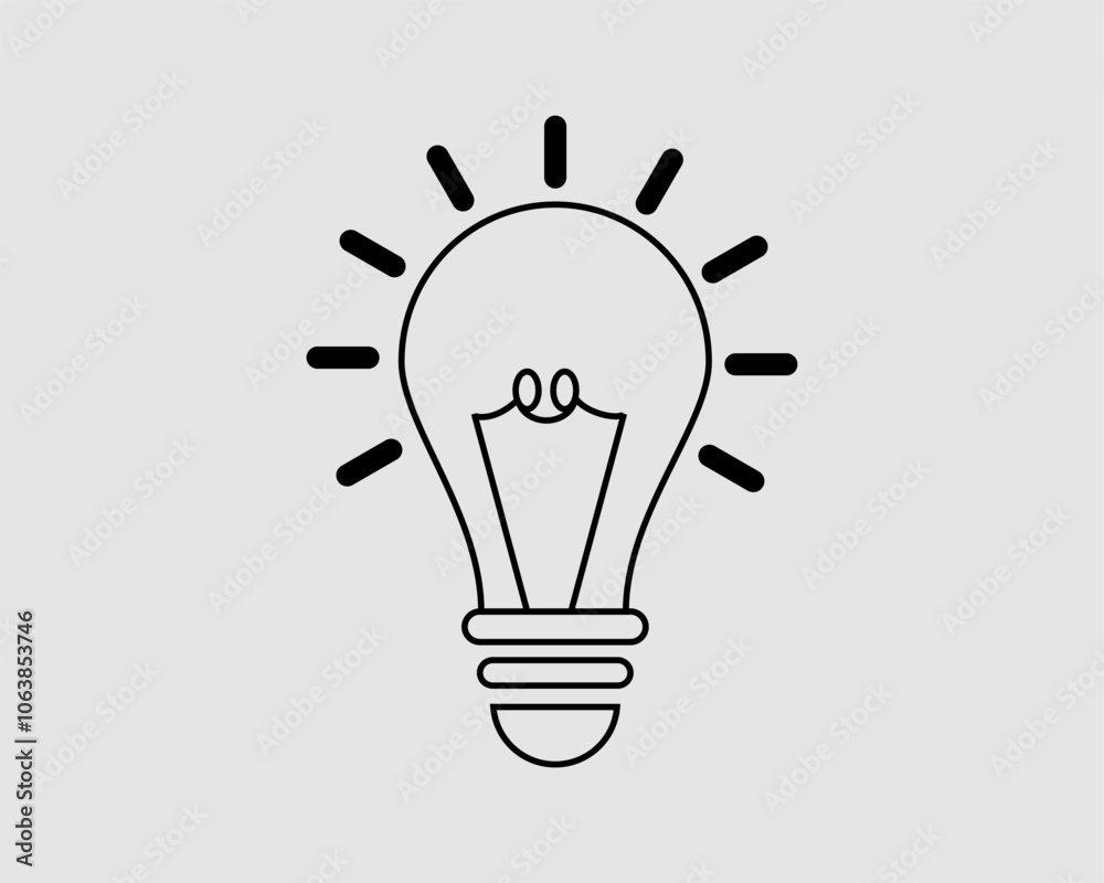 Illustration, Idea light bulb energy symbol vector icon isolated on smell gray Illustration, Idea light bulb energy symbol vector icon isolated on smell gray