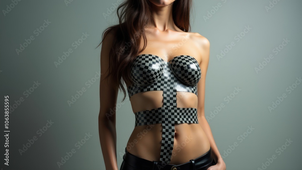 Fototapeta premium Fashion-forward design with a checkered pattern, merging classic style with a modern twist