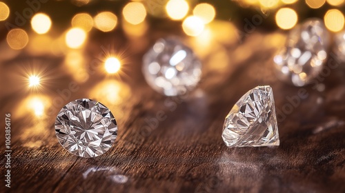 diamonds on wooden background, Sparkling Diamond