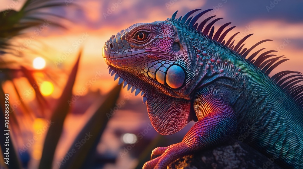 Fototapeta premium iguana on a tree