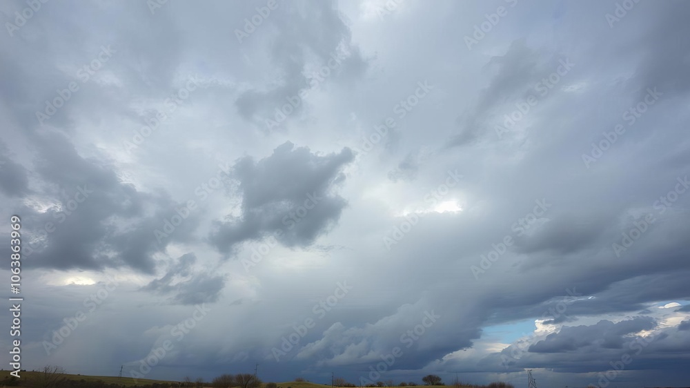 Obraz premium A dramatic windswept landscape with grass bending in the breeze, sway, movement