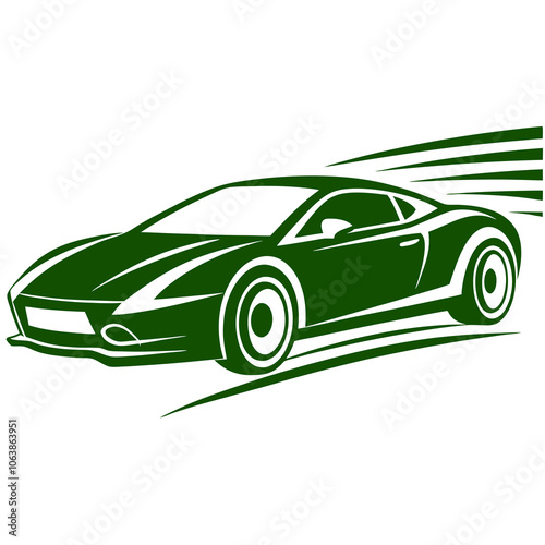 green car isolated on white a sleek sports car silhouette in motion Vector Design and illustration