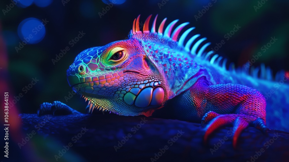 Fototapeta premium Chameleon Shifting Between Abstract Textures