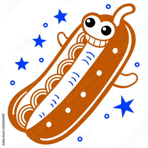 hot dog illustration a whimsical hotdog with playful toppings a detail Vector Design and illustration