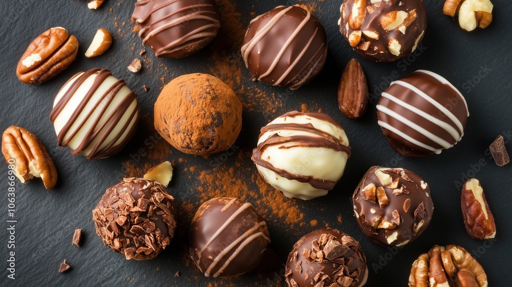 Assorted Gourmet Chocolate Truffles Display Assorted Gourmet Chocolate Truffles Display