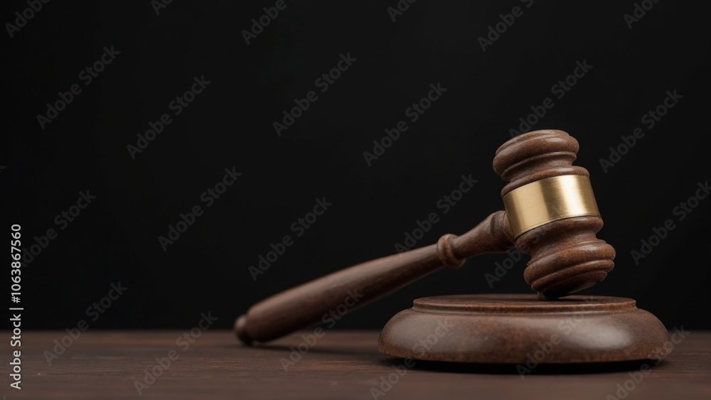 A Wooden Gavel Resting on a Base Symbolizes Justice in a Courtroom Setting During a Legal Proceeding A Wooden Gavel Resting on a Base Symbolizes Justice in a Courtroom Setting During a Legal Proceeding
