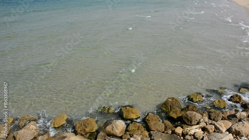 beach and sea. view on beuteful sea and modern city on the coast photo