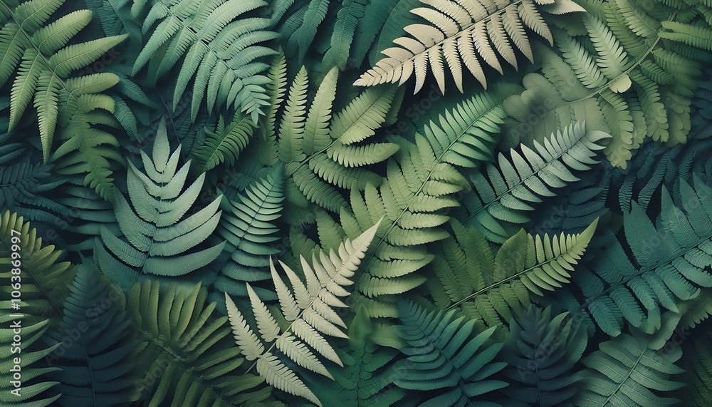 Fototapeta premium Fern Overlap Botanical Display backgorund,generative ai