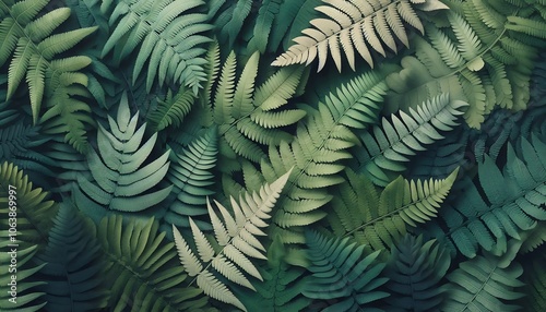 Fern Overlap Botanical Display backgorund,generative ai