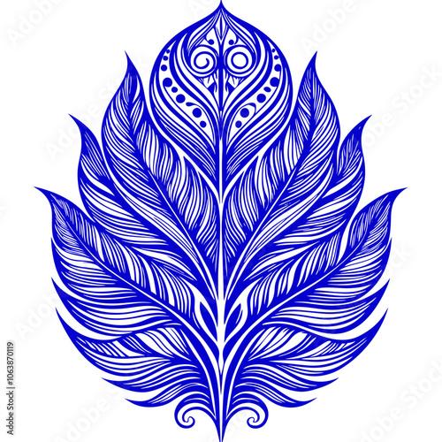 leaf isolated on white intricate feather sharp pattern Vector Design and illustration photo