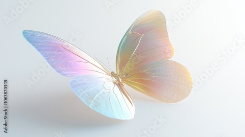 holographic colored butterfly isolated on white