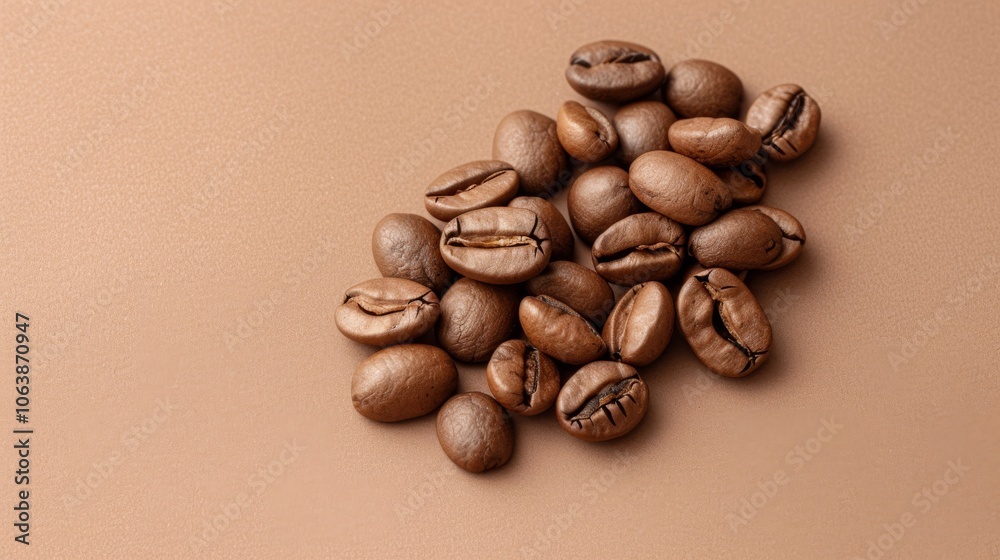 A cluster of coffee beans elegantly rests on a beige backdrop, highlighting their rich textures and inviting aroma. A cluster of coffee beans elegantly rests on a beige backdrop, highlighting their rich textures and inviting aroma.