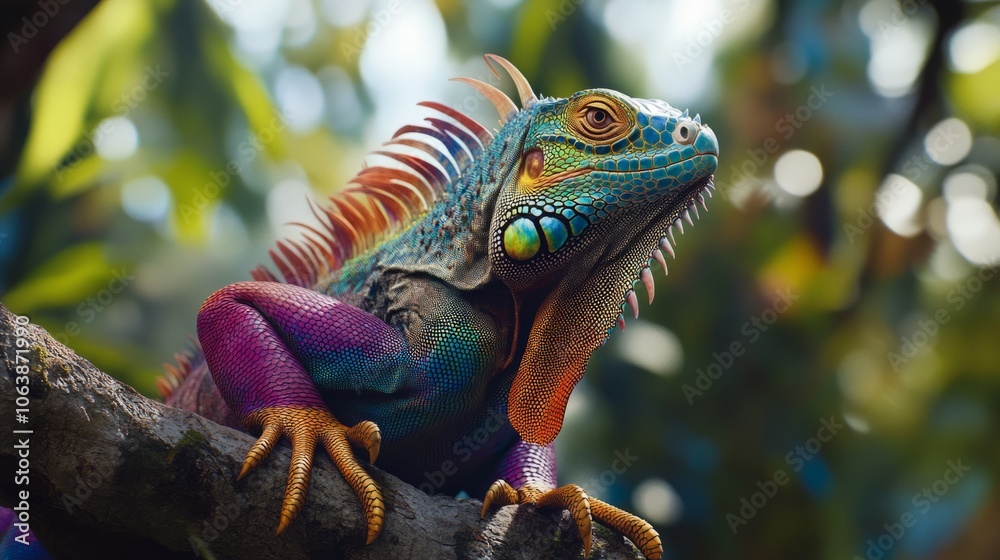 Fototapeta premium Chameleon Shifting Between Abstract Textures
