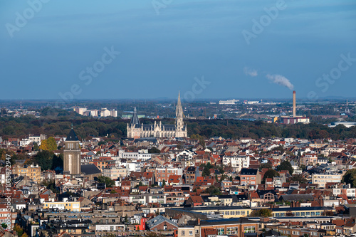 High angle panorama over the Our Lady of Laeken church in Brussels Capital Region, Belgium, OCT 24, 2024 photo