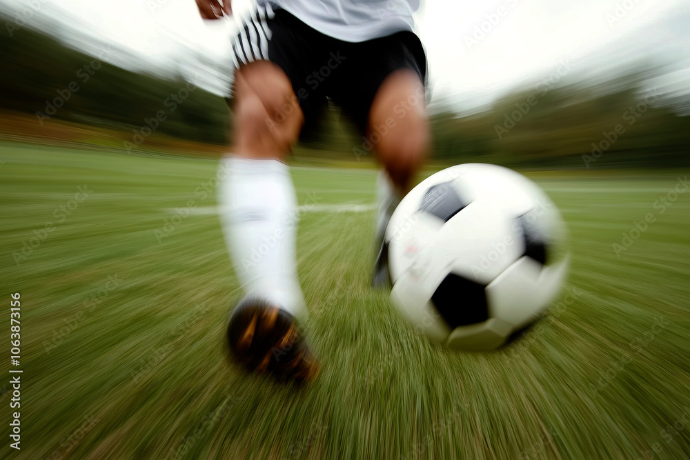 Fototapeta premium Soccer player powerfully