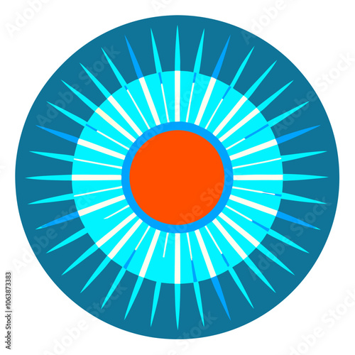 background with rays stylized sun rays emanating from a central circle Vector Design and illustration