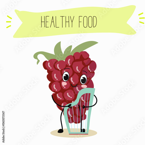 Cute  blackberry characters, funny fruits, berries, different activities. Flat vector illustration. Organic food, healthy food, illustrations for kids menu, invitations.