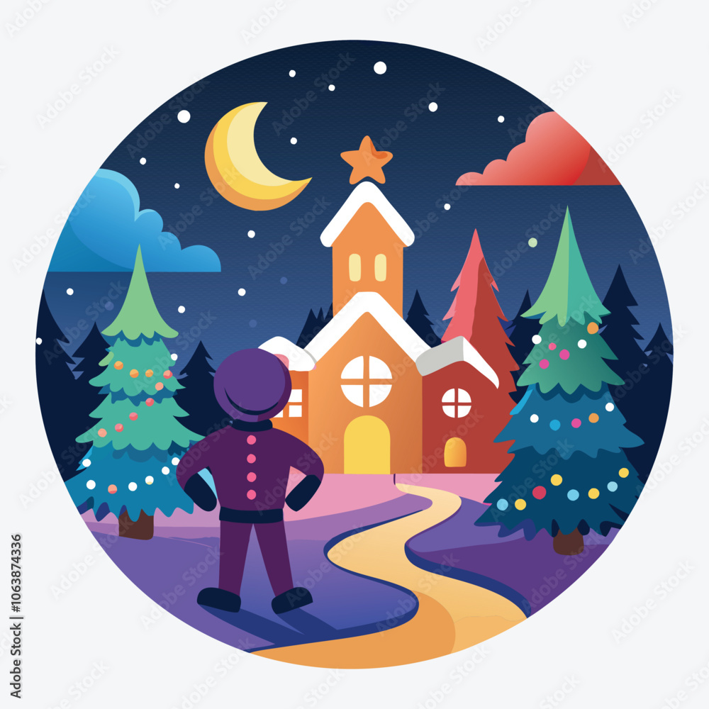 Fototapeta premium Christmas Day, Gingerbread Glow silhouette white background illustration, Generative Ai,