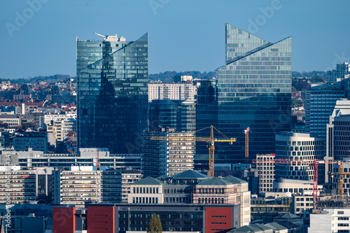 High angle panorama over the Brussels skyline business district,  Brussels Capital Region, Belgium, OCT 24, 2024 photo