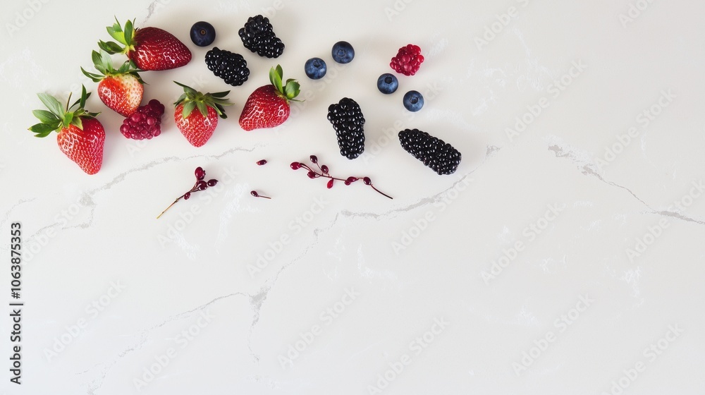 Fresh Berries on Marble Background Fresh Berries on Marble Background