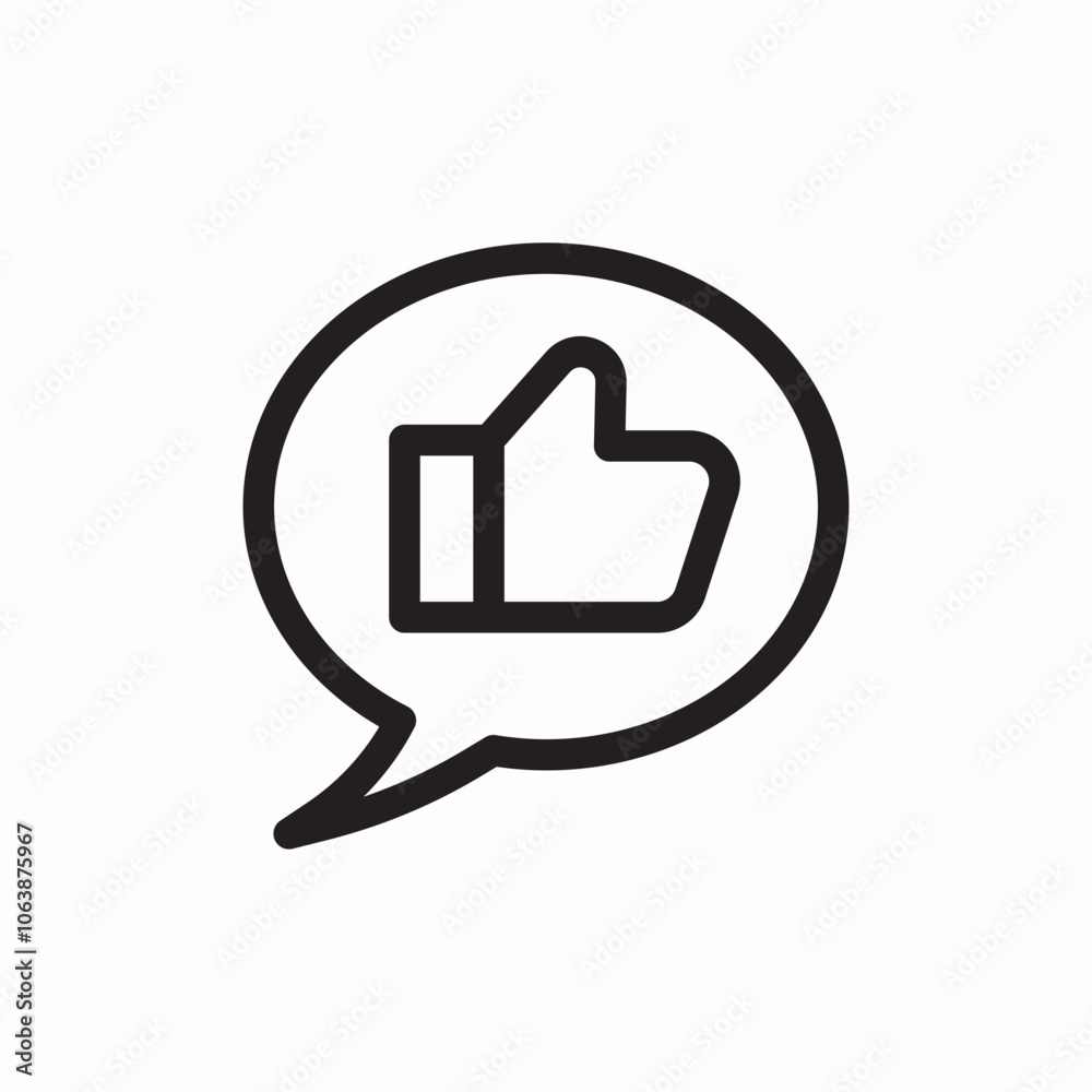 speech bubble like thumb up icon sign vector