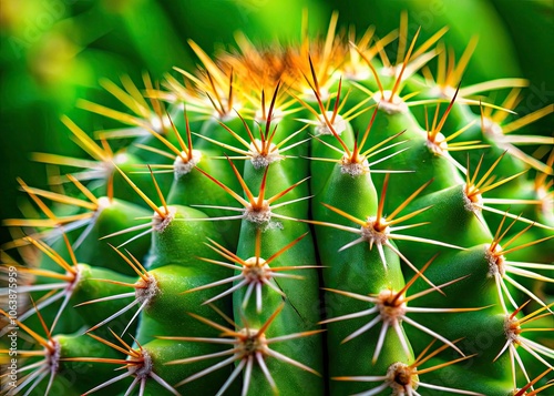 Macro Photography of Cactus Thorns Isolated on Green Background Stunning Close-Up of Natureâ Intricate Details for Nature Lovers and Photography Enthusiasts