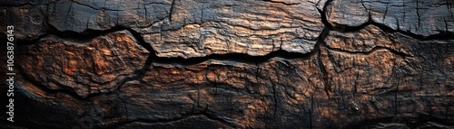 Close-up of Cracked and Charred Wood Surface