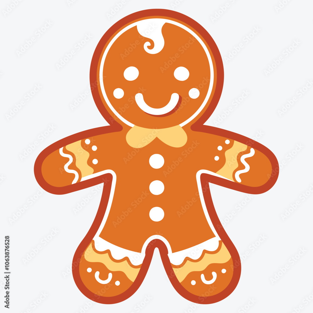 Obraz premium Christmas Day, Gingerbread Glow silhouette white background illustration, Generative Ai,