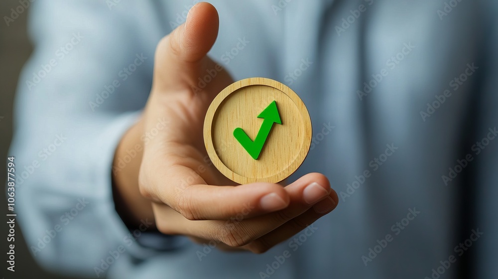 Businessman holding wooden watch, emphasizing the idea of completing tasks quickly. Businessman holding wooden watch, emphasizing the idea of completing tasks quickly.