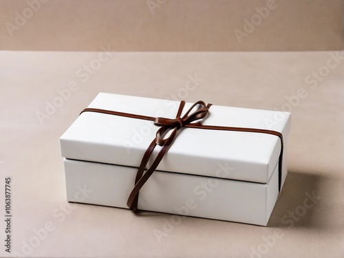 Gift idea white with leather box and white background. photo