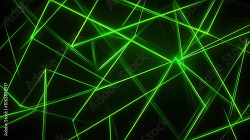 A vibrant green abstract background with dynamic intersecting lines creating a futuristic atmosphere.