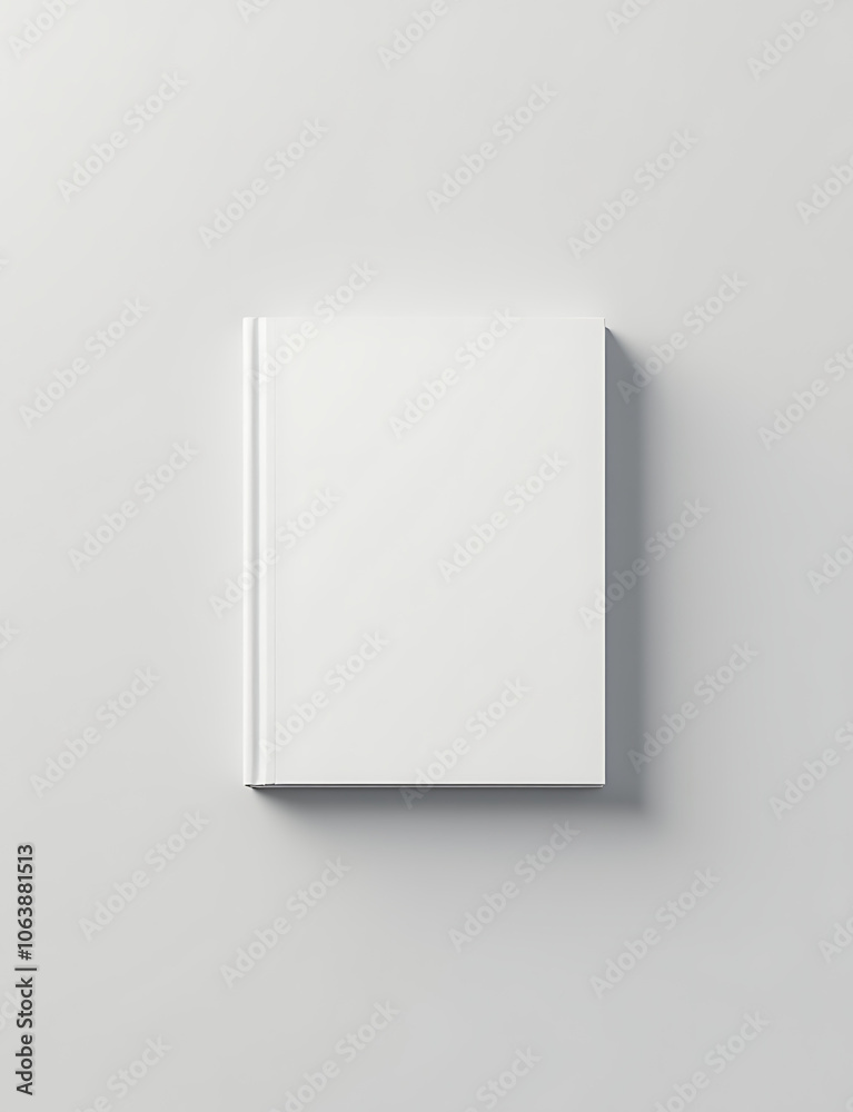 A brochure magazine book or catalog mockup is illustrated in a 3D style and placed on a soft gray background