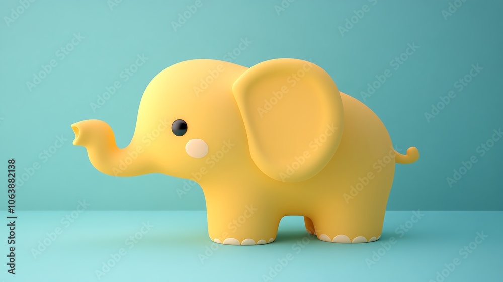 Cute Yellow 3D Elephant on Isolated Background Cute Yellow 3D Elephant on Isolated Background