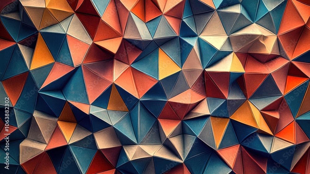 Colorful geometric diamond pattern with vibrant hues of orange, blue, and cream creating a retro feel. Colorful geometric diamond pattern with vibrant hues of orange, blue, and cream creating a retro feel.
