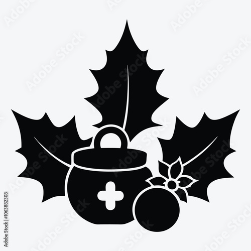 Christmas Day, Mistletoe Miracle Salve silhouette white background illustration, Generative Ai,