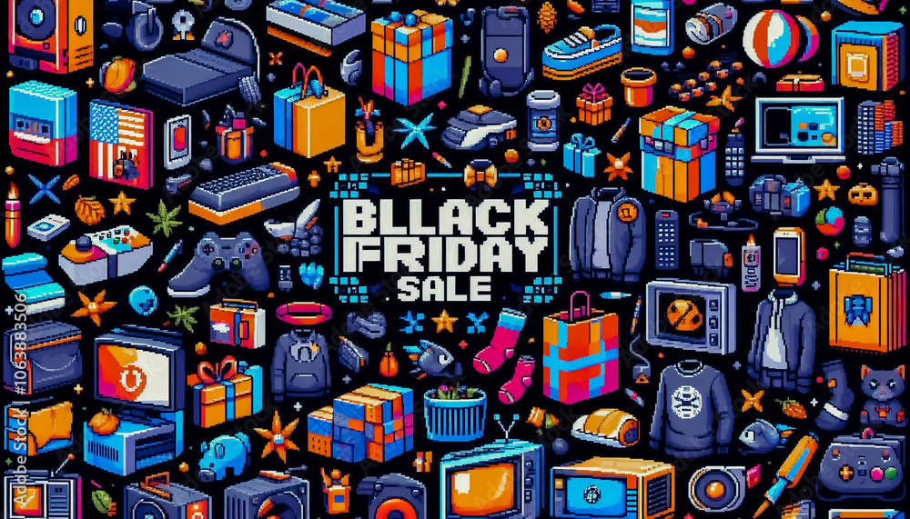 Obraz premium black friday pixel art pattern