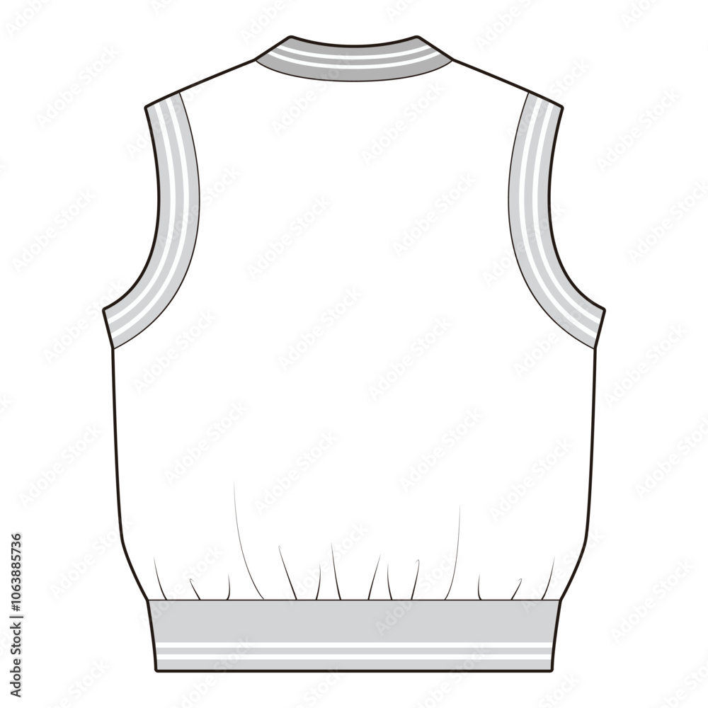 Sleeveless Sweater Vest Back View Technical Drawing
Sleeveless Sweater Vest Back View Technical Drawing