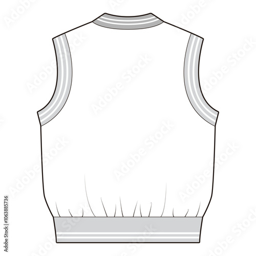 Sleeveless Sweater Vest Back View Technical Drawing
