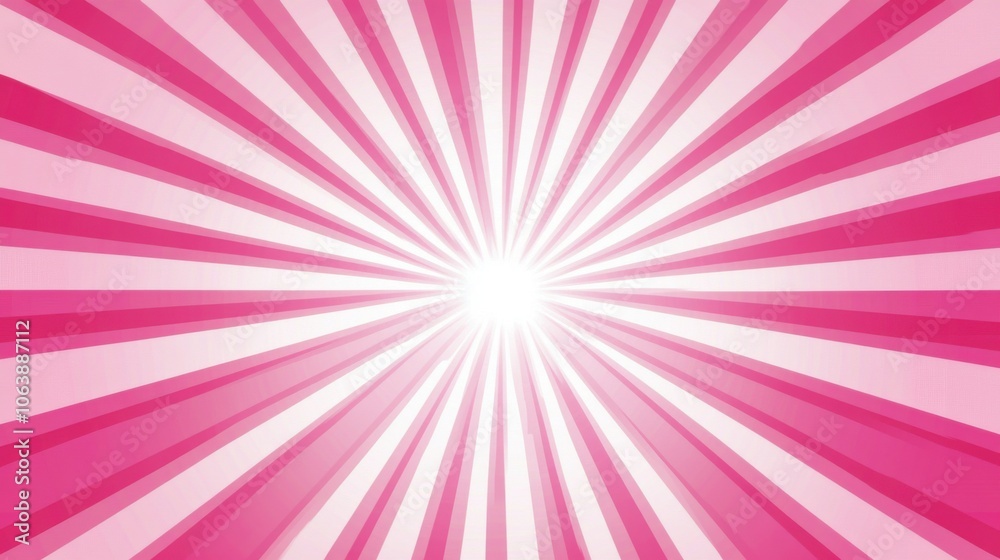 Vibrant pink radial background with soft rays extending from the center, creating a dreamy and playful atmosphere.