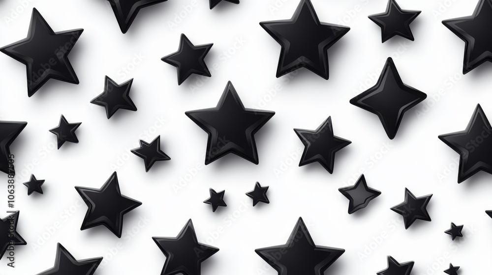 A dynamic pattern of black and silver stars on a white background, creating a striking visual contrast. A dynamic pattern of black and silver stars on a white background, creating a striking visual contrast.