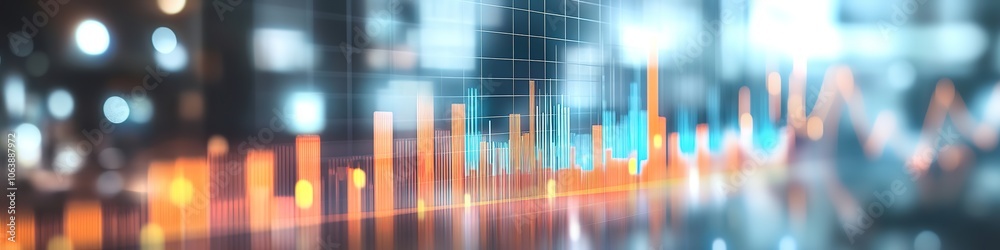 Futuristic financial chart with glowing neon lines on grid Futuristic financial chart with glowing neon lines on grid