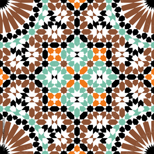 Seamless arabic ornament based on traditional arabic art. Geometric mosaic.	
