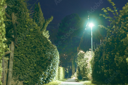 Fototapeta Naklejka Na Ścianę i Meble -  Night view of the streets of Appiano near Bolzano in South Tyrol