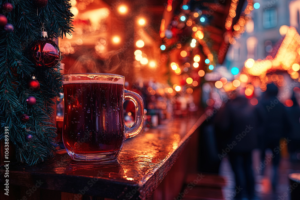 Glühwein an einem Glühweinstand am Weihnachtsmarkt zu Weihnachtszeit