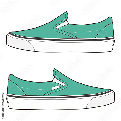 Mint Green Slip On Sneaker Technical Drawing Set
