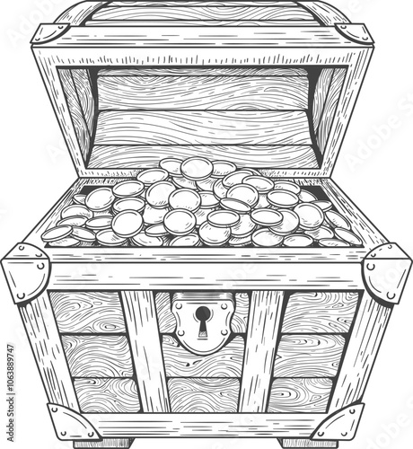 Open wooden chest sketch