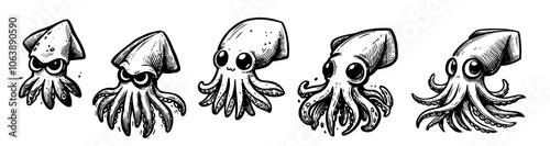 octopus squid calamari seafood vector photo