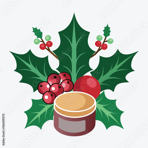 Christmas Day, Mistletoe Miracle Salve silhouette white background illustration, Generative Ai,