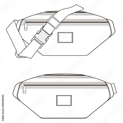 Multi View Fanny Pack Technical Design Template
