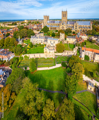 View of Lincoln Cathedral,  a Church of England cathedral in Lincolnshire, England photo